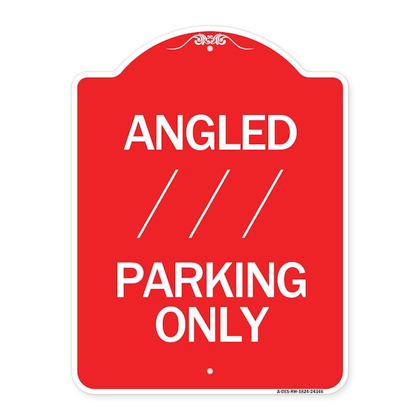 Signmission Angle Parking W/ Bidirectional Arrow 1, Red & White Aluminum Sign, 18" x 24", RW-1824-24346 A-DES-RW-1824-24346 - main